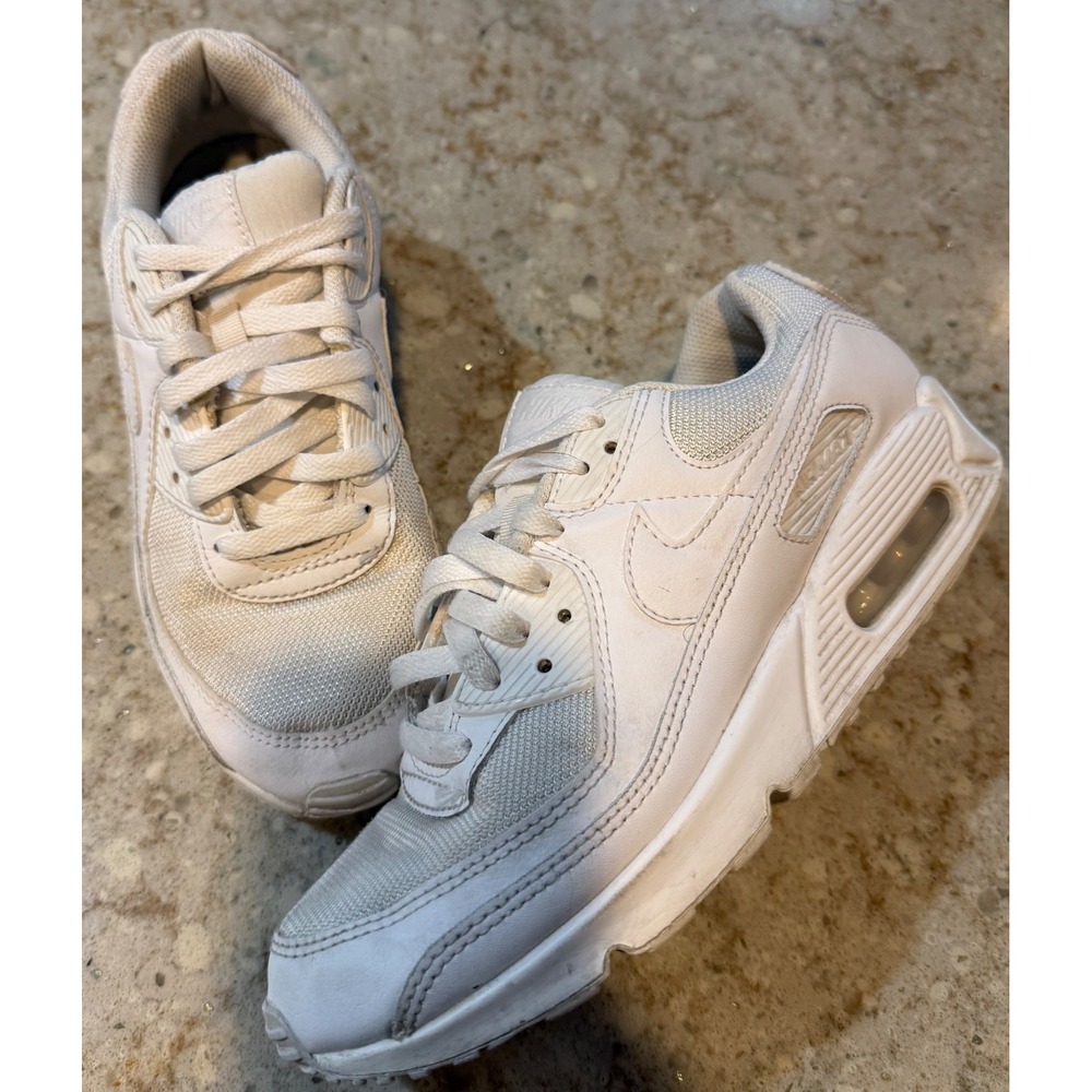 Nike Air Max 90 Triple White Leather Mesh Sneakers CN8490-100 Mens 8